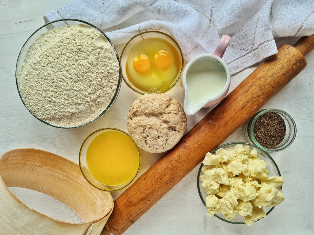 Ingrediente pentru Gogoși cu brânză de burduf și semințe de chimen - 