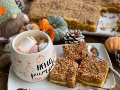 Coffee Cake cu Dovleac servire cafea