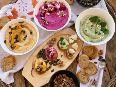 spread-uri cu cremă de brânză și legume servire 1