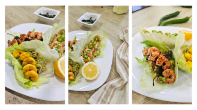 servire iceberg shrimp tacos